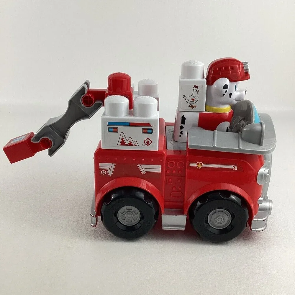 Paw Patrol Ionix Rescue Pups Marshall Fire Truck Vehicle Building Block Set Toy